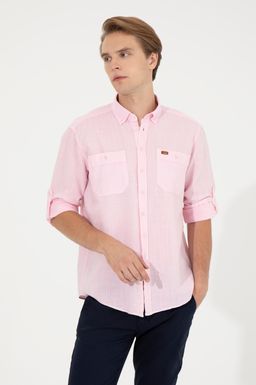 U. S. Polo Assn Мужская пудровая рубашка с длинным рукавом - U.s. polo assn фото 3