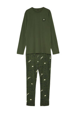 TRENDYOL MAN Erkek Haki Regular Fit Nak?sl? Orme %100 Pamuk Pijama Tak?m? TMNAW24PT00025 - Trendyolmilla фото 6