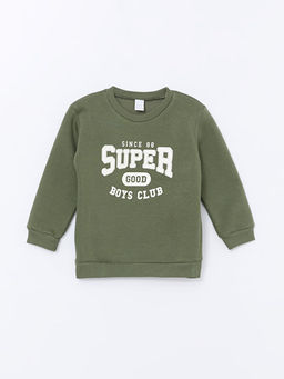 Bisiklet Yaka Uzun Kollu Bask?l? Erkek Bebek Sweatshirt