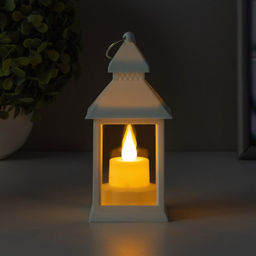 Светодиодная свеча в подсвечнике RISALUX «Красота в фонарике» LED-ночник, 1 Вт, батарейки AG13, белый, 6.4×6.4×14 см