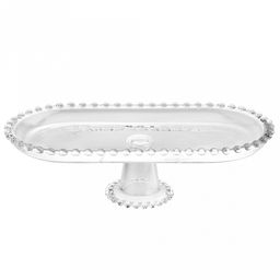 Блюдо стеклянное "Бисер" 29,5х14,5х9см, 300мл, основание д7,5см, на ножке, в коробке (Китай)