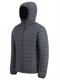 Куртка мужская стёганая с капюшоном с графеновой подкладкой темно-серого цвета 9623_1TC
