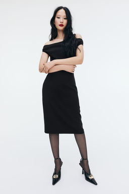 Vestido drapeado de sarga