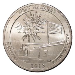 Монета 25 центов 2013 года D №19 Форт Мак-Генри