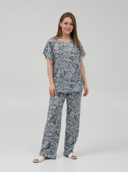 Штапельные, свободные, прямые брюки серые - Odis фото 16