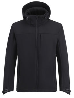 Ветровка мужская софтшелл виндстоппер с капюшоном спортивная черного цвета 9615_1Ch