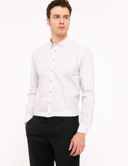 Рубашка приталенного кроя с длинным рукавом цвета хаки