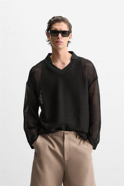 MESH TEXTURED POLO SHIRT - Zara фото 2
