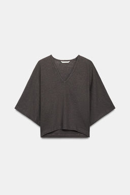 CAMISETA ESCOTE PICO CON LINO / Carb?n - Zara фото 4