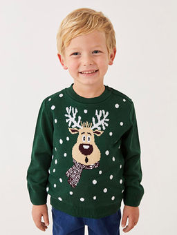 Bisiklet Yaka Uzun Kollu Y?lba?? Temal? Erkek Bebek Triko Kazak - Waikiki фото 2