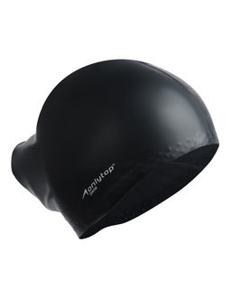 Шапочка для плавания взрослая ONLYTOP, для длинных волос, силиконовая, обхват 54-60 см, чёрная