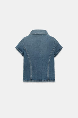 CAMISA ENTALLADA DENIM TRF / Azul