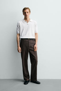 POLO PUNTO REGULAR FIT ALGOD?N - LINO / Blanco roto