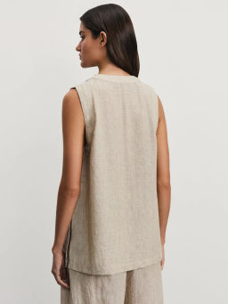 Удлиненный жилет из жатой ткани / Zarina  фото 5