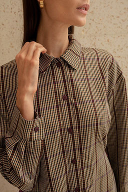 Платье 56403 Бордовый клетка