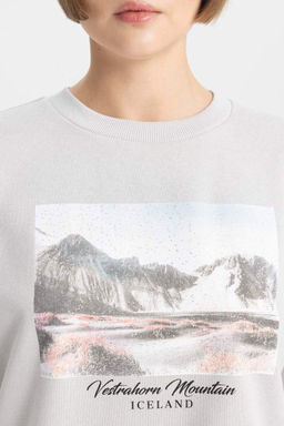 Толстый свитшот оверсайз с круглым вырезом - Defacto фото 5