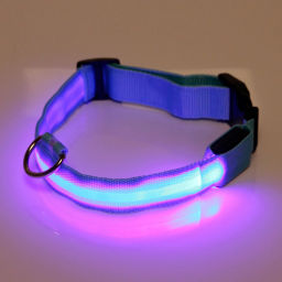 Ошейник с подсветкой и кольцом для жетона для средних пород собак "Бро видно", цвет голубой, размер M - 2,5*50см (лейбл)