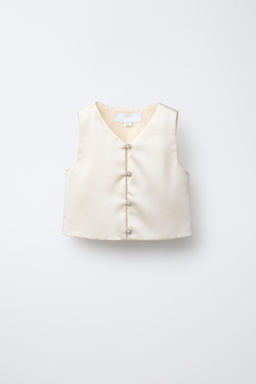 SATIN WAISTCOAT WITH RHINESTONE BUTTONS