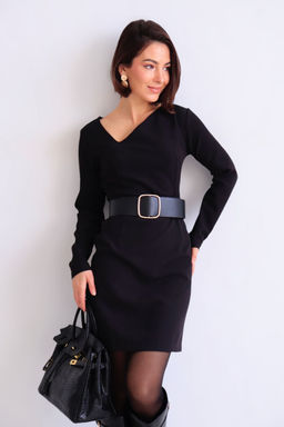 Платье чёрное с асимметричным вырезом - Martichelli фото 25