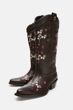 BOTA PIEL COWBOY FLORES / Marr?n - Zara фото 4