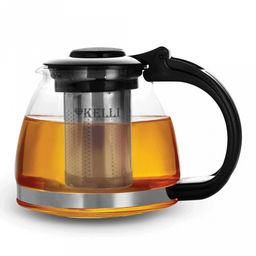 Чайник заварочный "Kelli" 1л, из термостойкого стекла, фильтр из нержавеющей стали, пластиковая крышка, эргономичная ручка (Китай) Можно мыть в посудомоечной машине