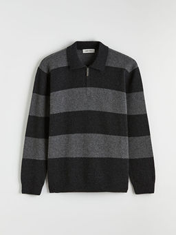 Polo Yaka Y?n Kar???ml? Erkek Triko Kazak