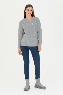 Женский серый меланжевый свитер - U.s. polo assn фото 4