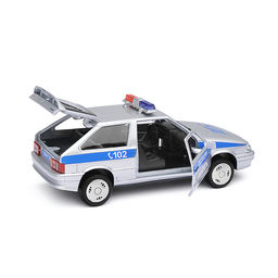 Машина металл ВАЗ-2113 Полиция 12 см, (двери, серебристый,свет-звук) в коробке