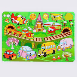 Трафарет для малышей Милый транспорт с раскраской