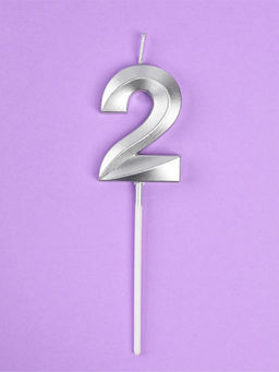 Свеча в торт на шпажке «Грань», цифра 2, серебро, 5 см