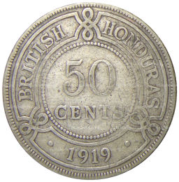 50 центов 1919 года Британский Гондурас
