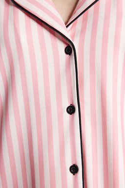 Trendyolmilla Pembe Cizgi Desenli Biyeli Ici Polarl? Gomlek-Pantolon Orme Pijama Tak?m? THMAW24PT00050  фото 14