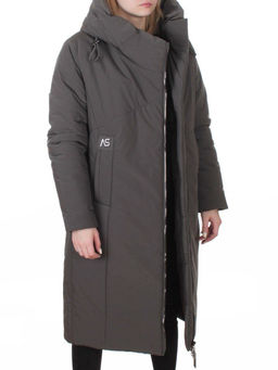 M-9102 GRAY/GREEN Пальто зимнее женское (верблюжья шерсть, 120 гр. холлофайбер)
