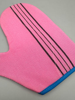 Bath Towel Мочалка-рукавица для душа с пилинг-эффектом, уплотненная, розовый