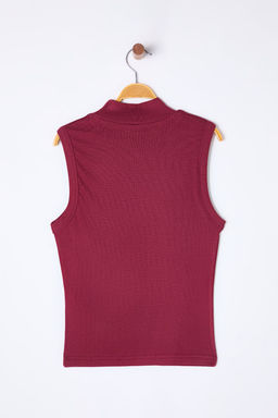 Trendyolmilla Siyah Yumusak Kumasl? Fitted/Vucuda Oturan Dik yaka Kolsuz Esnek Orme Bluz TWOSS25BZ00038