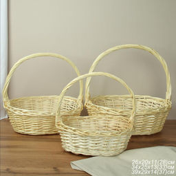 Корзина плетеная 3 штуки белые 37х30х12/32х24х10/26х20х9 см / S/3 22-23 /уп 28/овальная