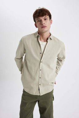 Рубашка из тенселя с длинным рукавом стандартного кроя - Defacto фото 5