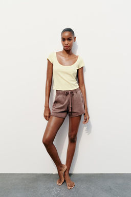 SLUB KNIT CROPPED T-SHIRT