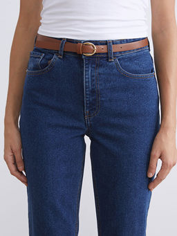 Beli Kemerli Mom Fit Kad?n Jean Pantolon