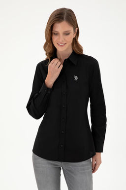 Женская черная базовая рубашка с длинным рукавом - U.s. polo assn фото 10