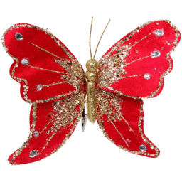 Украшение новогоднее "Искристая бабочка" 19*19 см, Красный