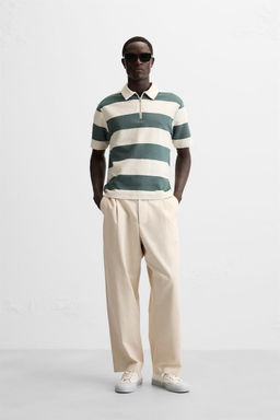 TEXTURED WEAVE POLO SHIRT WITH ZIP - Zara фото 2