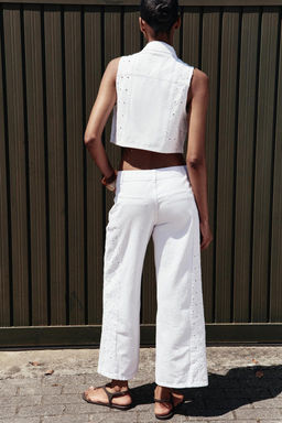 Z1975 WIDE-LEG JEANS WITH PERFORATED EMBROIDERY - Zara фото 4