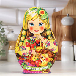 Цена за 2 шт. Доска разделочная сувенирная Матрёшка. Любимой дочке, 14.9?23 см
