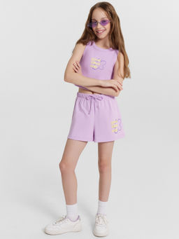 Шорты для девочек лиловые с надписью good vibes only