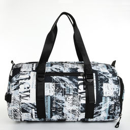 Сумка спорт L-б/н Буквы, 45*21*24, отд на молн, отд д/обуви, 2 н/кармана, дл ремень, черный - Simaland фото 3