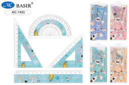 Набор чертежный Basir "Лапки" (MC-7495) треуг.2шт., лин.15см., транспортир, с рисунком