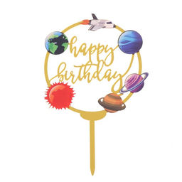 Цена за 4 шт. Топпер для торта «С днём рождения. Космос»