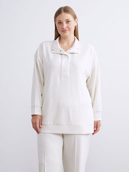 Dik Yaka Oversize Kad?n Sweatshirt Tunik