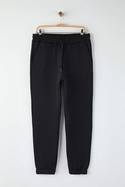 Siyah Regular/Normal Kesim Lastik Paca Kal?n Ici Sardonlu Esofman Alt? TMNAW26EA00004